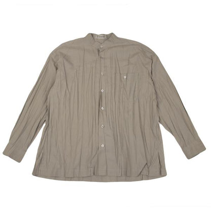 ISSEY MIYAKE MEN Wrinkle Pleat Band Collar Shirt Gray Size M