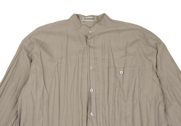 ISSEY MIYAKE MEN Wrinkle Pleat Band Collar Shirt Gray Size M