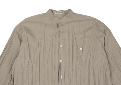 ISSEY MIYAKE MEN Wrinkle Pleat Band Collar Shirt Gray Size M