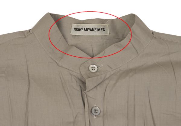 ISSEY MIYAKE MEN Wrinkle Pleat Band Collar Shirt Gray Size M