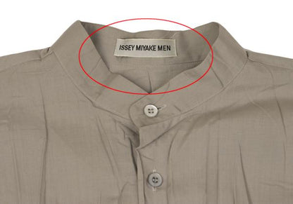 ISSEY MIYAKE MEN Wrinkle Pleat Band Collar Shirt Gray Size M