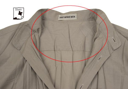 ISSEY MIYAKE MEN Wrinkle Pleat Band Collar Shirt Gray Size M