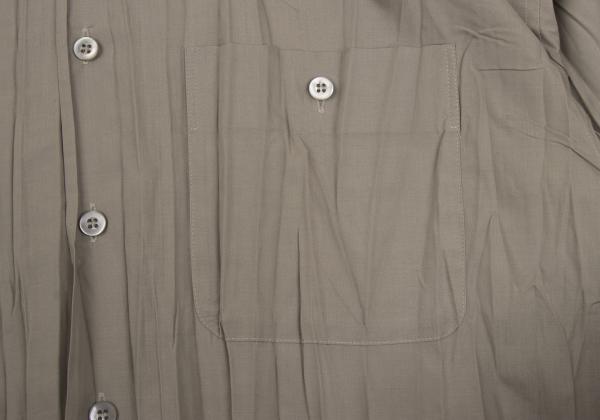 ISSEY MIYAKE MEN Wrinkle Pleat Band Collar Shirt Gray Size M