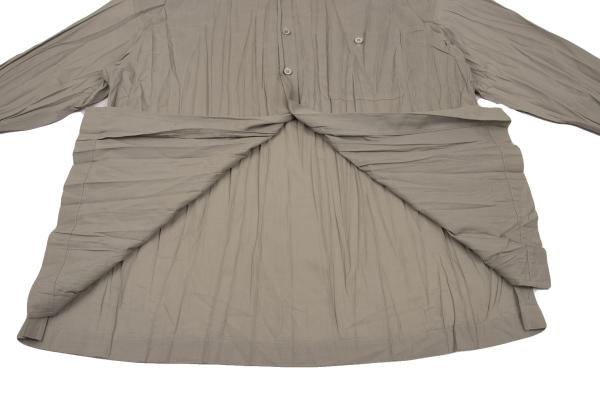 ISSEY MIYAKE MEN Wrinkle Pleat Band Collar Shirt Gray Size M