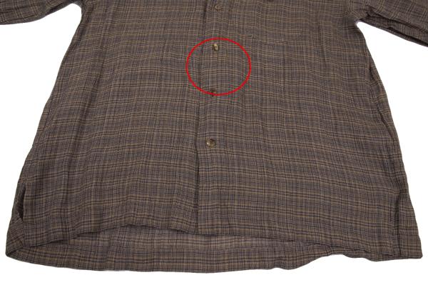 ISSEY MIYAKE MEN Linen Check Band Collar Beige Blue Shirt Size M
