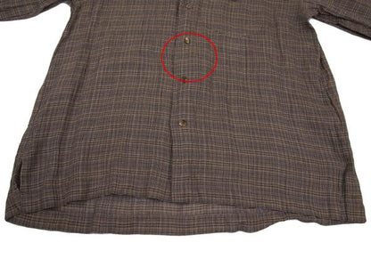 ISSEY MIYAKE MEN Linen Check Band Collar Beige Blue Shirt Size M