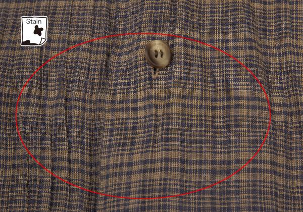 ISSEY MIYAKE MEN Linen Check Band Collar Beige Blue Shirt Size M