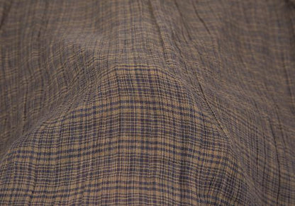 ISSEY MIYAKE MEN Linen Check Band Collar Beige Blue Shirt Size M