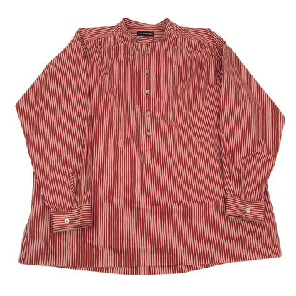 ISSEY MIYAKE MEN Cotton Stripe Band Collar Shirt Red Size 2
