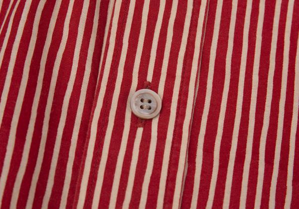 ISSEY MIYAKE MEN Cotton Stripe Band Collar Shirt Red Size 2
