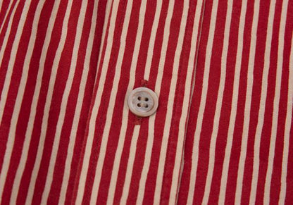 ISSEY MIYAKE MEN Cotton Stripe Band Collar Shirt Red Size 2