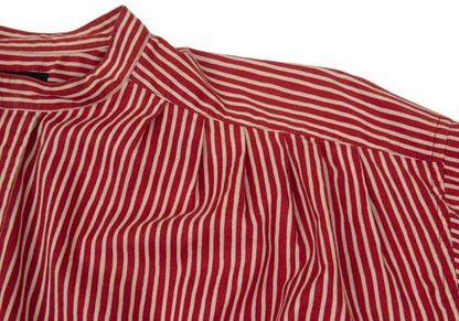 ISSEY MIYAKE MEN Cotton Stripe Band Collar Shirt Red Size 2