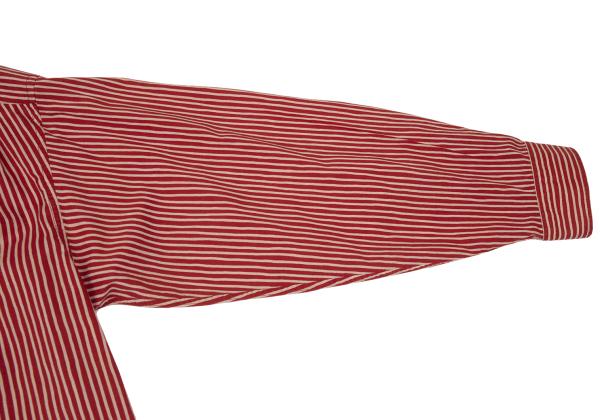 ISSEY MIYAKE MEN Cotton Stripe Band Collar Shirt Red Size 2