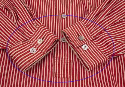 ISSEY MIYAKE MEN Cotton Stripe Band Collar Shirt Red Size 2