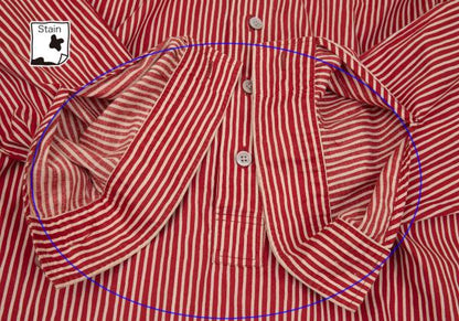 ISSEY MIYAKE MEN Cotton Stripe Band Collar Shirt Red Size 2