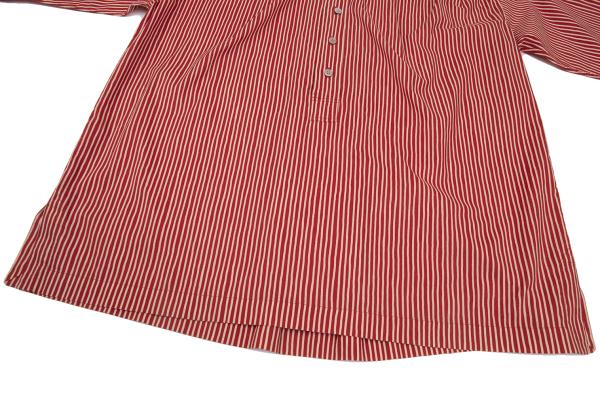 ISSEY MIYAKE MEN Cotton Stripe Band Collar Shirt Red Size 2