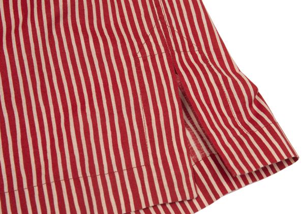 ISSEY MIYAKE MEN Cotton Stripe Band Collar Shirt Red Size 2