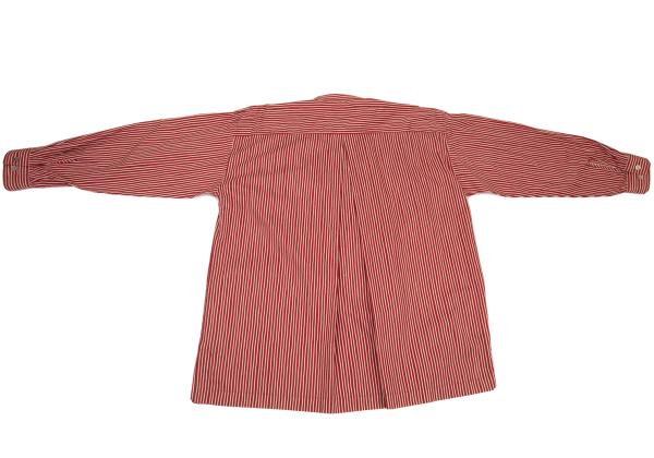 ISSEY MIYAKE MEN Cotton Stripe Band Collar Shirt Red Size 2