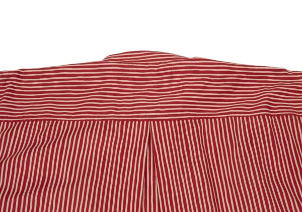 ISSEY MIYAKE MEN Cotton Stripe Band Collar Shirt Red Size 2