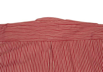 ISSEY MIYAKE MEN Cotton Stripe Band Collar Shirt Red Size 2