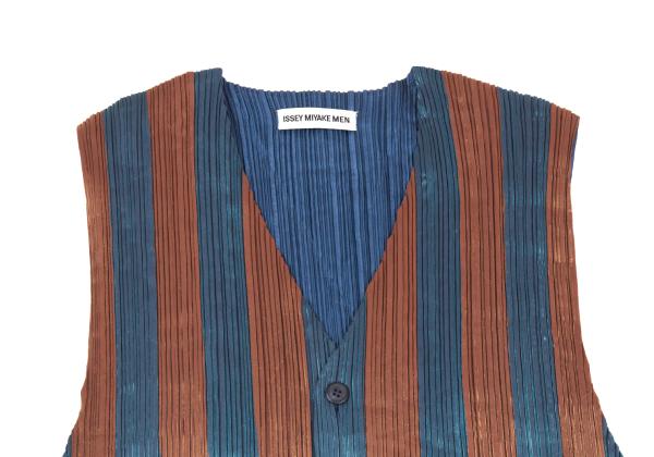 ISSEY MIYAKE MEN Metallic Pleated Vest Blue/Orange Size M