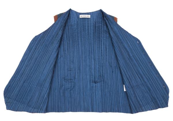 ISSEY MIYAKE MEN Metallic Pleated Vest Blue/Orange Size M