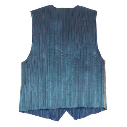 ISSEY MIYAKE MEN Metallic Pleated Vest Blue/Orange Size M