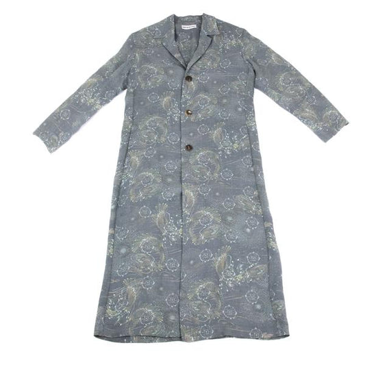 ISSEY MIYAKE MEN 98SS Cyber Print Linen Light Gray Coat Size M