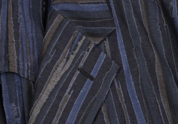 ISSEY MIYAKE MEN Blue Cotton Poly Bleed Stripe Jacket Size 2