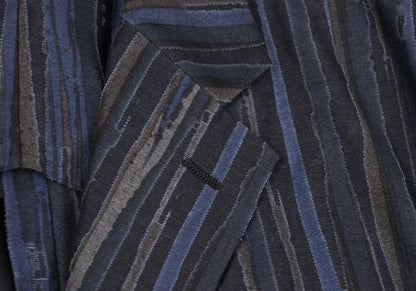 ISSEY MIYAKE MEN Blue Cotton Poly Bleed Stripe Jacket Size 2