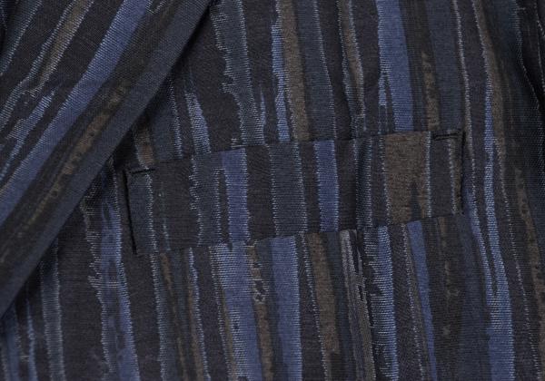 ISSEY MIYAKE MEN Blue Cotton Poly Bleed Stripe Jacket Size 2
