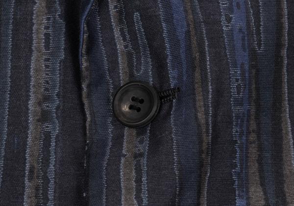 ISSEY MIYAKE MEN Blue Cotton Poly Bleed Stripe Jacket Size 2