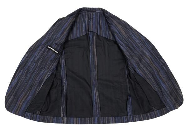 ISSEY MIYAKE MEN Blue Cotton Poly Bleed Stripe Jacket Size 2