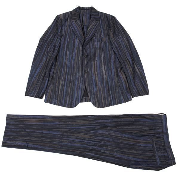 ISSEY MIYAKE MEN Cotton Poly Bleed Stripe Pants Blue Size 2
