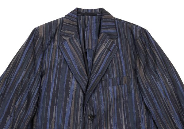 ISSEY MIYAKE MEN Cotton Poly Bleed Stripe Pants Blue Size 2