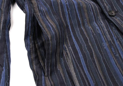 ISSEY MIYAKE MEN Cotton Poly Bleed Stripe Pants Blue Size 2