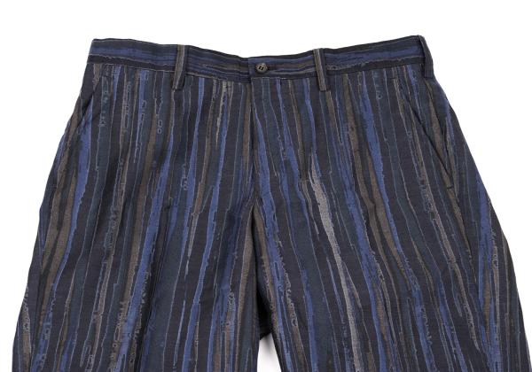 ISSEY MIYAKE MEN Cotton Poly Bleed Stripe Pants Blue Size 2