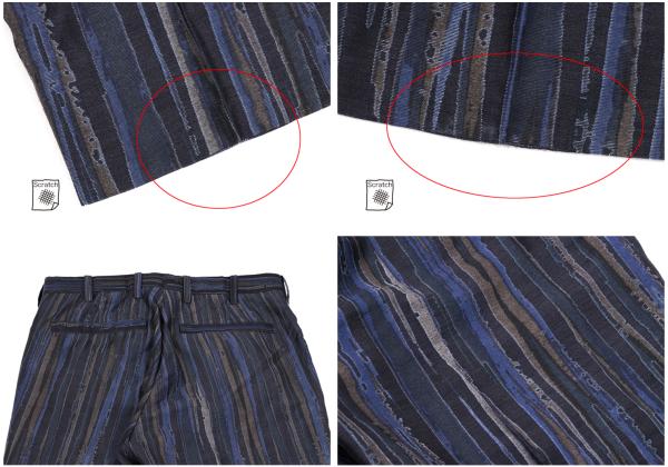 ISSEY MIYAKE MEN Cotton Poly Bleed Stripe Pants Blue Size 2