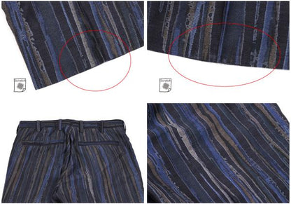 ISSEY MIYAKE MEN Cotton Poly Bleed Stripe Pants Blue Size 2