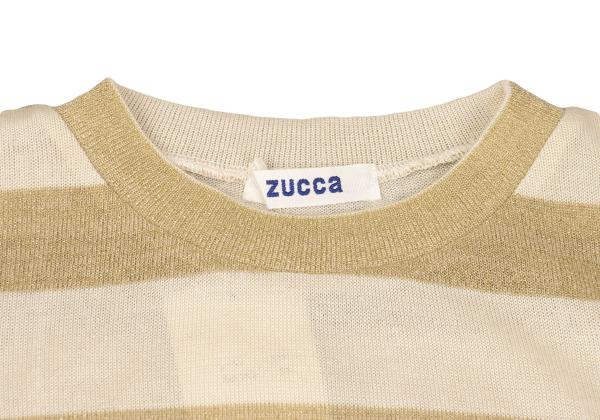 ZUCCA Rayon Glitter Border Sweater Light Beige Size M