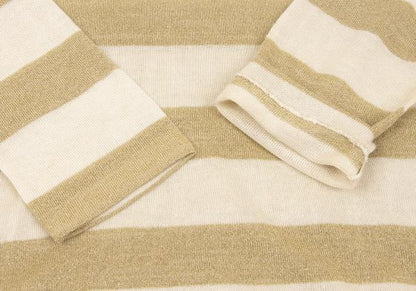 ZUCCA Rayon Glitter Border Sweater Light Beige Size M
