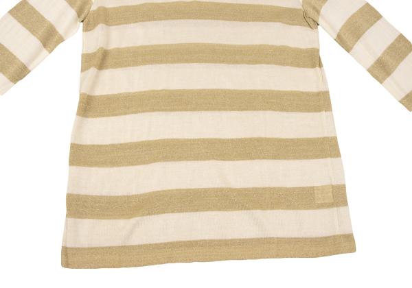 ZUCCA Rayon Glitter Border Sweater Light Beige Size M