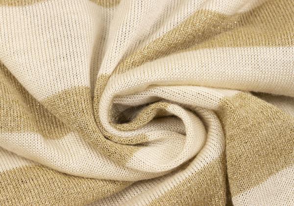 ZUCCA Rayon Glitter Border Sweater Light Beige Size M