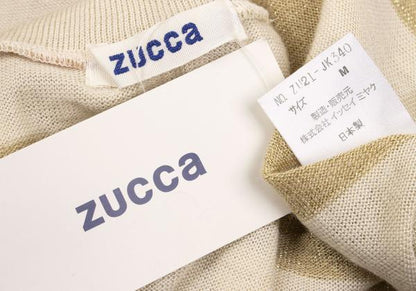 ZUCCA Rayon Glitter Border Sweater Light Beige Size M