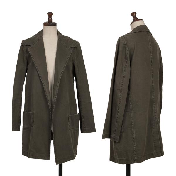 Y's Dyed Cotton Buttonless Jacket Khaki Size 1
