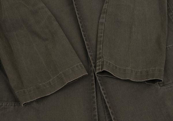 Y's Dyed Cotton Buttonless Jacket Khaki Size 1