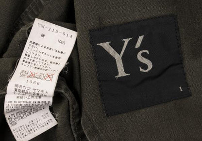 Y's Dyed Cotton Buttonless Jacket Khaki Size 1