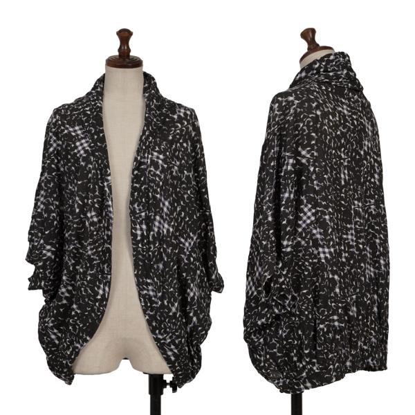 Y's Gingham Check Print Dolman Cardigan Black Size 1