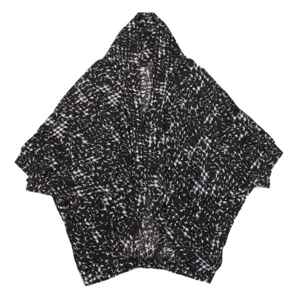 Y's Gingham Check Print Dolman Cardigan Black Size 1