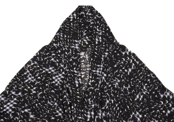 Y's Gingham Check Print Dolman Cardigan Black Size 1